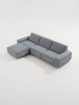 Modo 3 Seater Outdoor Sofa + Ottoman - Navy with Stone Aluminum