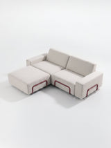 Modo 2 Seater Outdoor Sofa + Ottoman - Oat with Malbec Aluminum