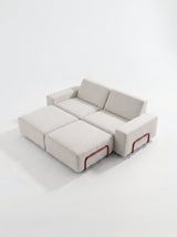 Modo 2 Seater Outdoor Sofa + 2 Ottoman - Oat with Malbec Aluminum