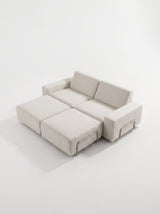 Modo 2 Seater Outdoor Sofa + 2 Ottoman - Oat with Stone Aluminum