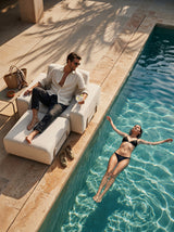 Modo Ottoman Outdoor - Oat with Stone Aluminum