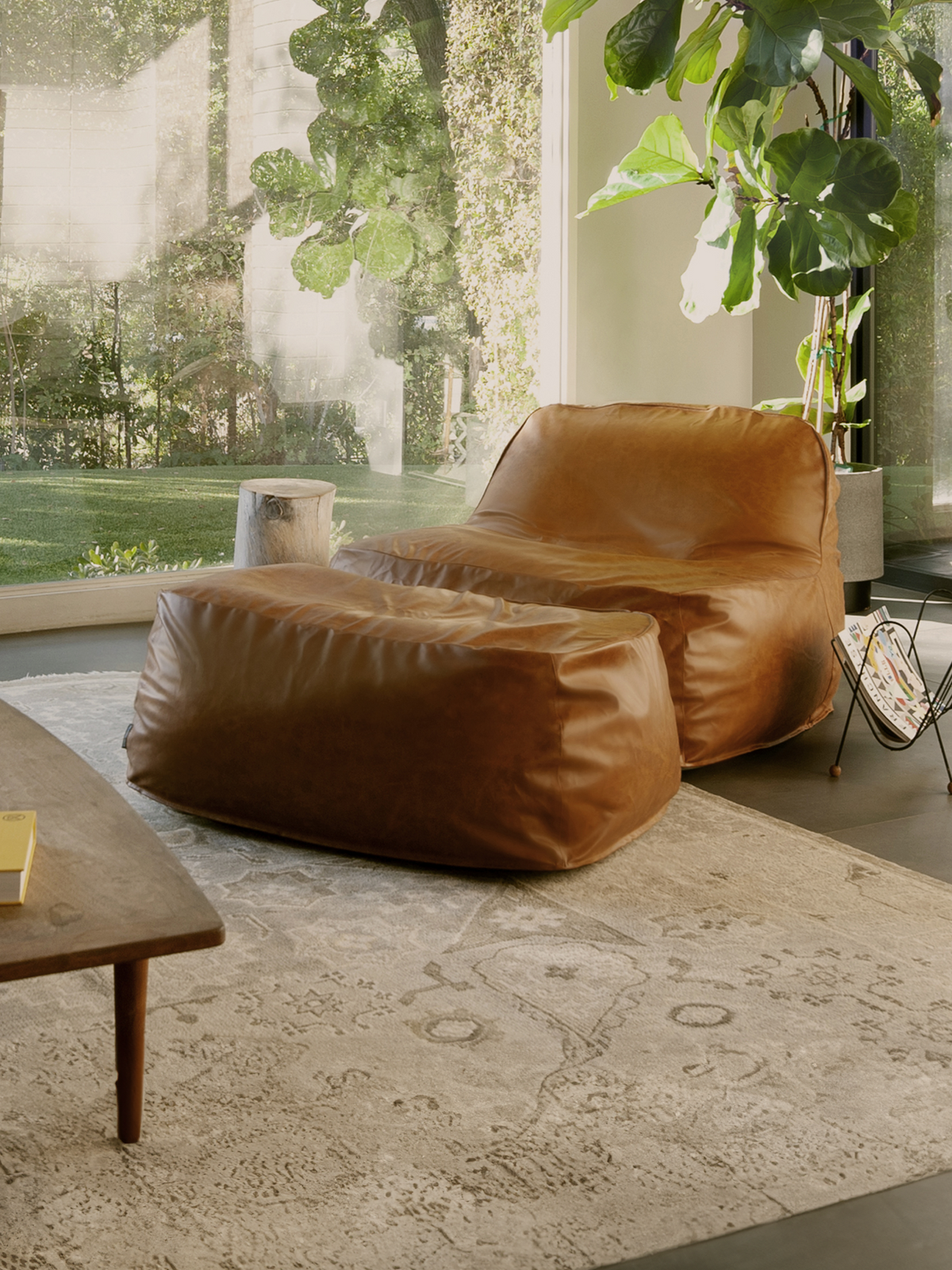 Dume Lounge Chair + Ottoman Vegan Leather - Saddle – Palermo House