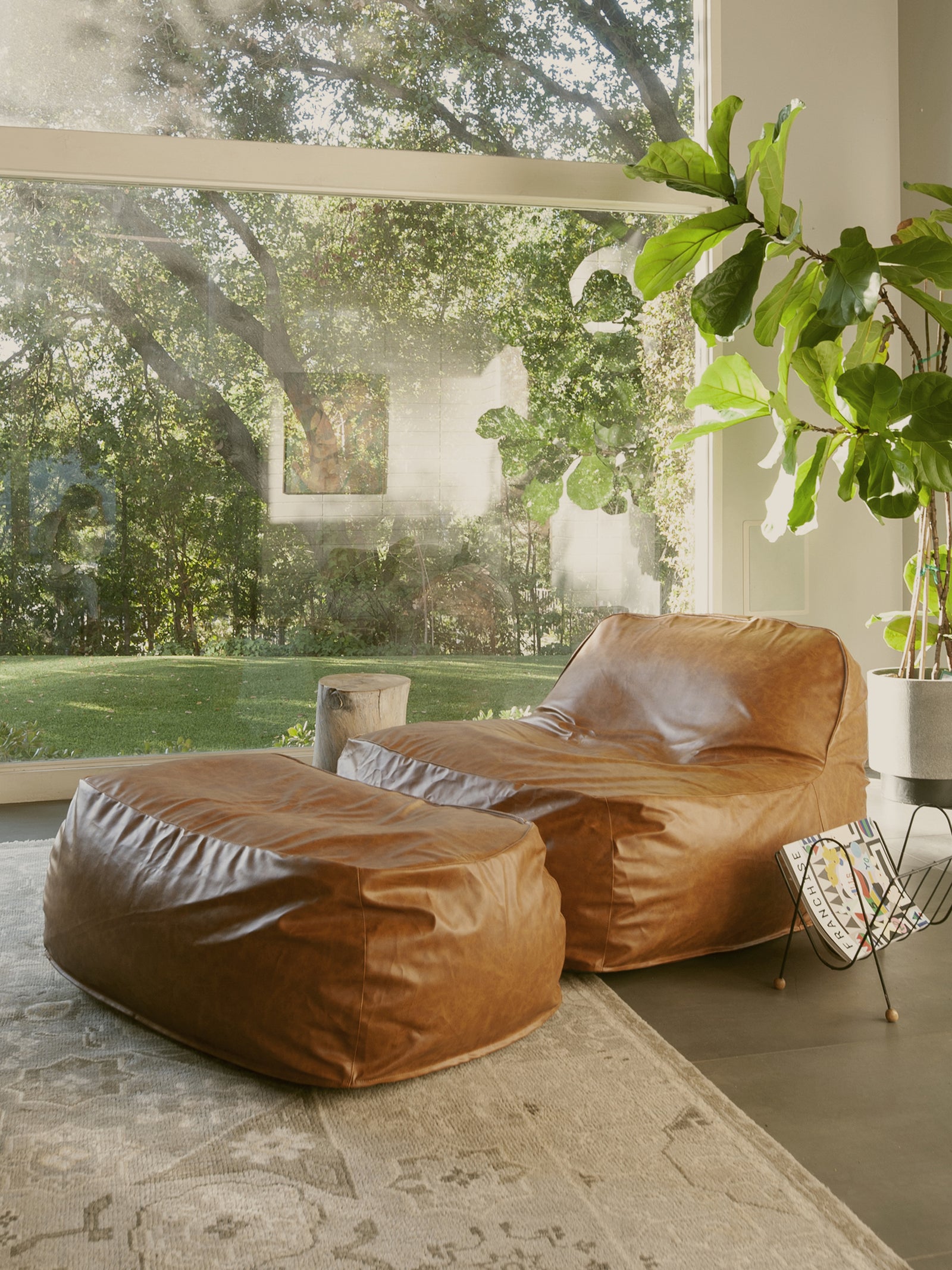 Dune Lounge Chair Ottoman Vegan Leather Saddle Palermo House
