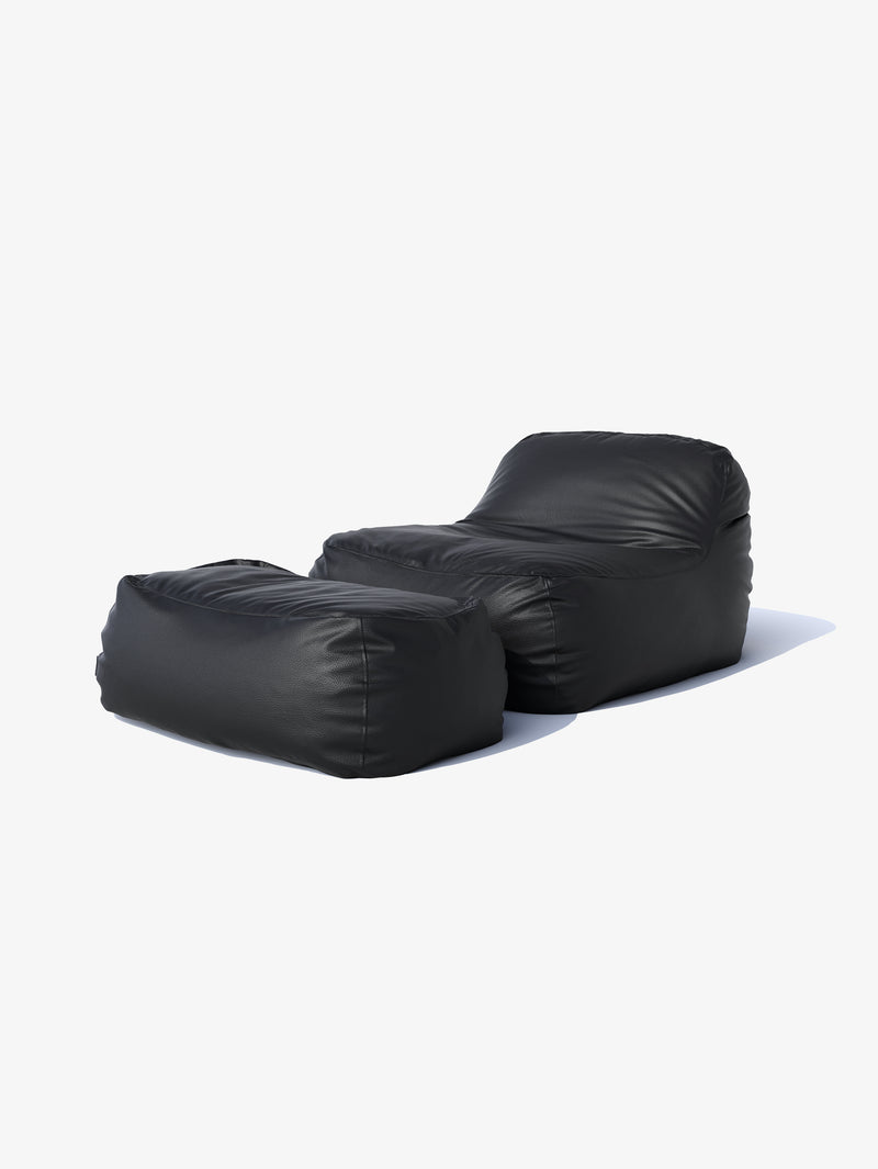 Dune Lounge Chair + Ottoman Vegan Leather - Black