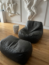 Dune Lounge Chair + Ottoman Vegan Leather - Charcoal