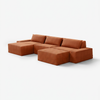 Modo 3 Piece (142") Sofa + 2 Ottoman - Performance Fabric - Terracotta