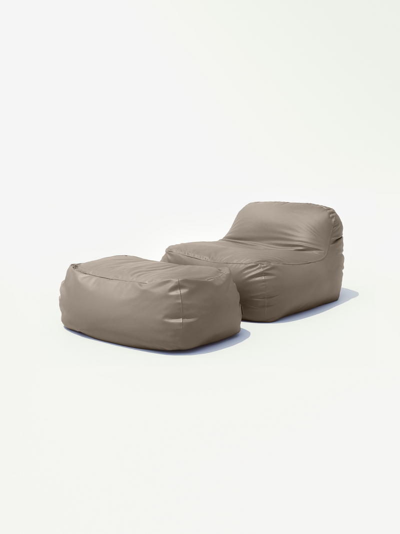 Dune Lounge Chair + Ottoman Vegan Leather - Stone