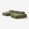 Modo 3 Piece (142") Sofa + 2 Ottoman - Velvet - Aqua