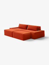 Modo 2 Piece (102") Sofa + 2 Ottoman - Velvet - Tangerine