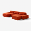 Modo 3 Piece (142") Sofa + 2 Ottoman - Velvet - Tangerine