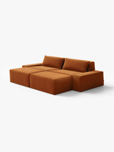 Modo 2 Piece (102") Sofa + 2 Ottoman - Velvet - Cognac