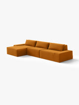 Modo 3 Piece (142") Sofa + Ottoman - Velvet - Saffron