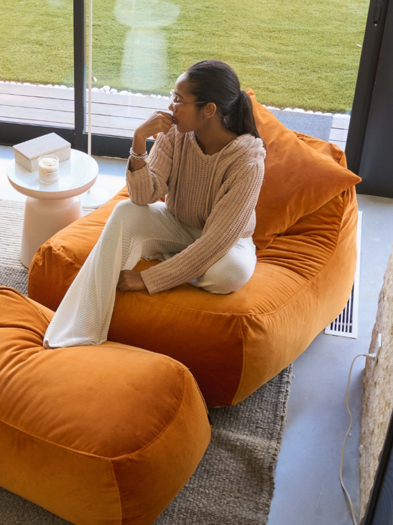 Dume Lounge Chair Velvet - Tangerine – Palermo House