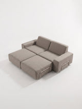 Modo 2 Seater Outdoor Sofa + 2 Ottoman - Almond with Stone Aluminum