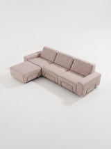 Modo 3 Seater Outdoor Sofa + Ottoman - Burgundy with Stone Aluminum