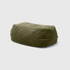 A rectangular sage green Dume Ottoman with a smooth fabric cover.
