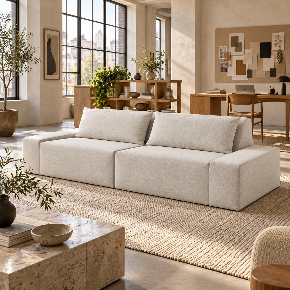 Studio: 2 Piece (102") Sofa shown in Natural performance fabric