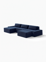 Modo 3 Piece (142") Sofa + 2 Ottoman - Velvet - Pacific