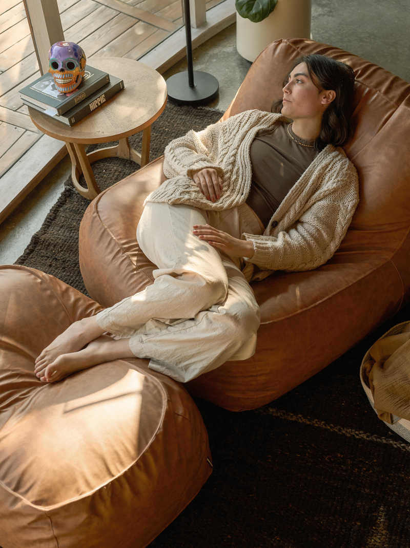 Vegan leather hot sale chair and ottoman