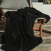 Cotton Gauze and Fleece Throw Blanket in Black with Pillow