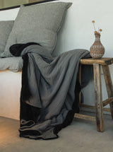 Cotton Gauze and Fleece Throw Blanket in Charcoal Gray