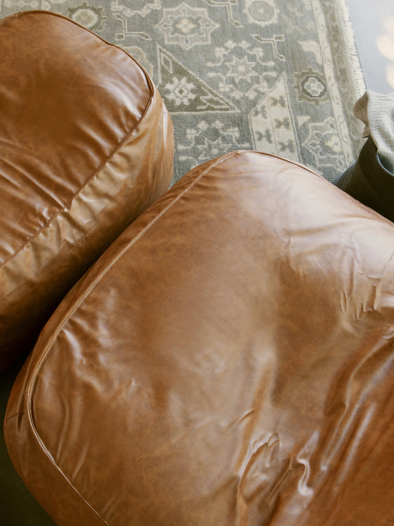 Dune Lounge Chair + Ottoman Vegan Leather - Saddle