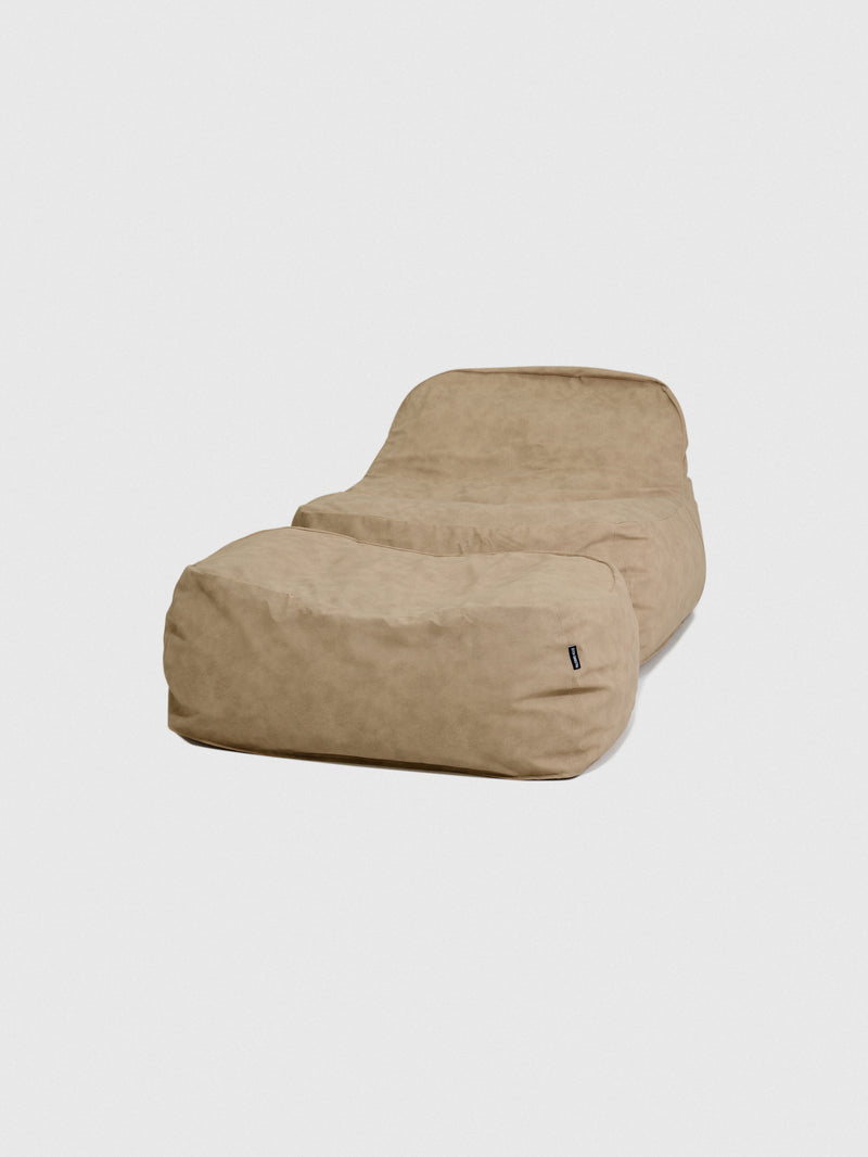 Dune Lounge Chair + Ottoman Vegan Leather - Tan